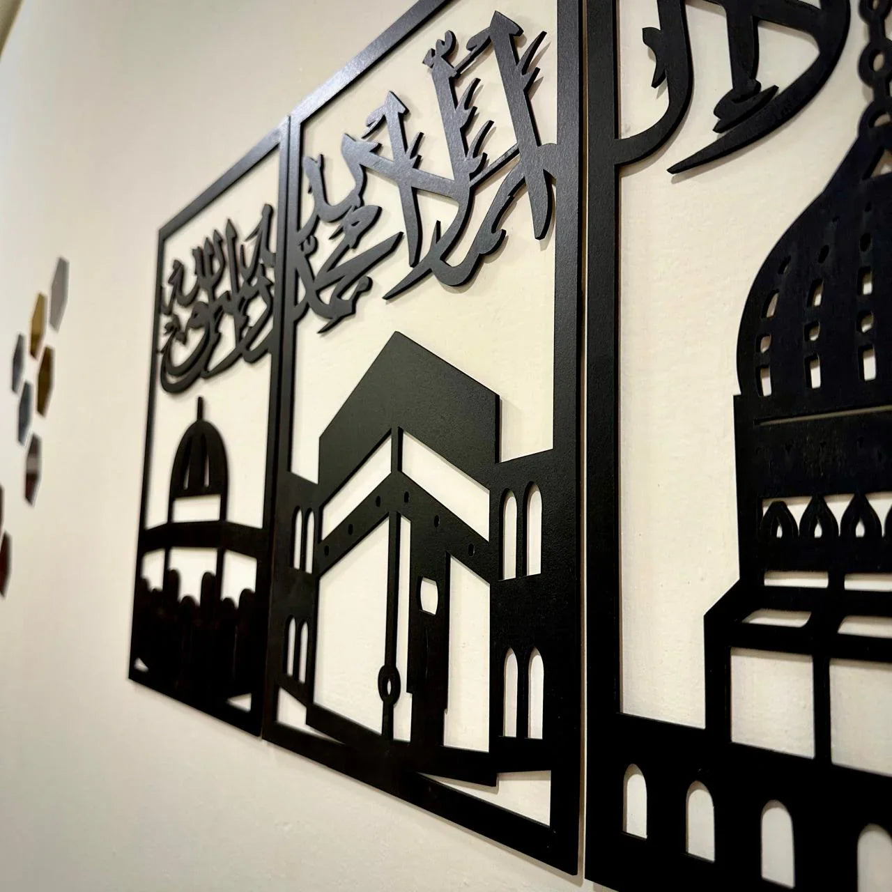 Beautiful Three Panel Kalma Calligraphy Frame – Islamic Wall Hanging