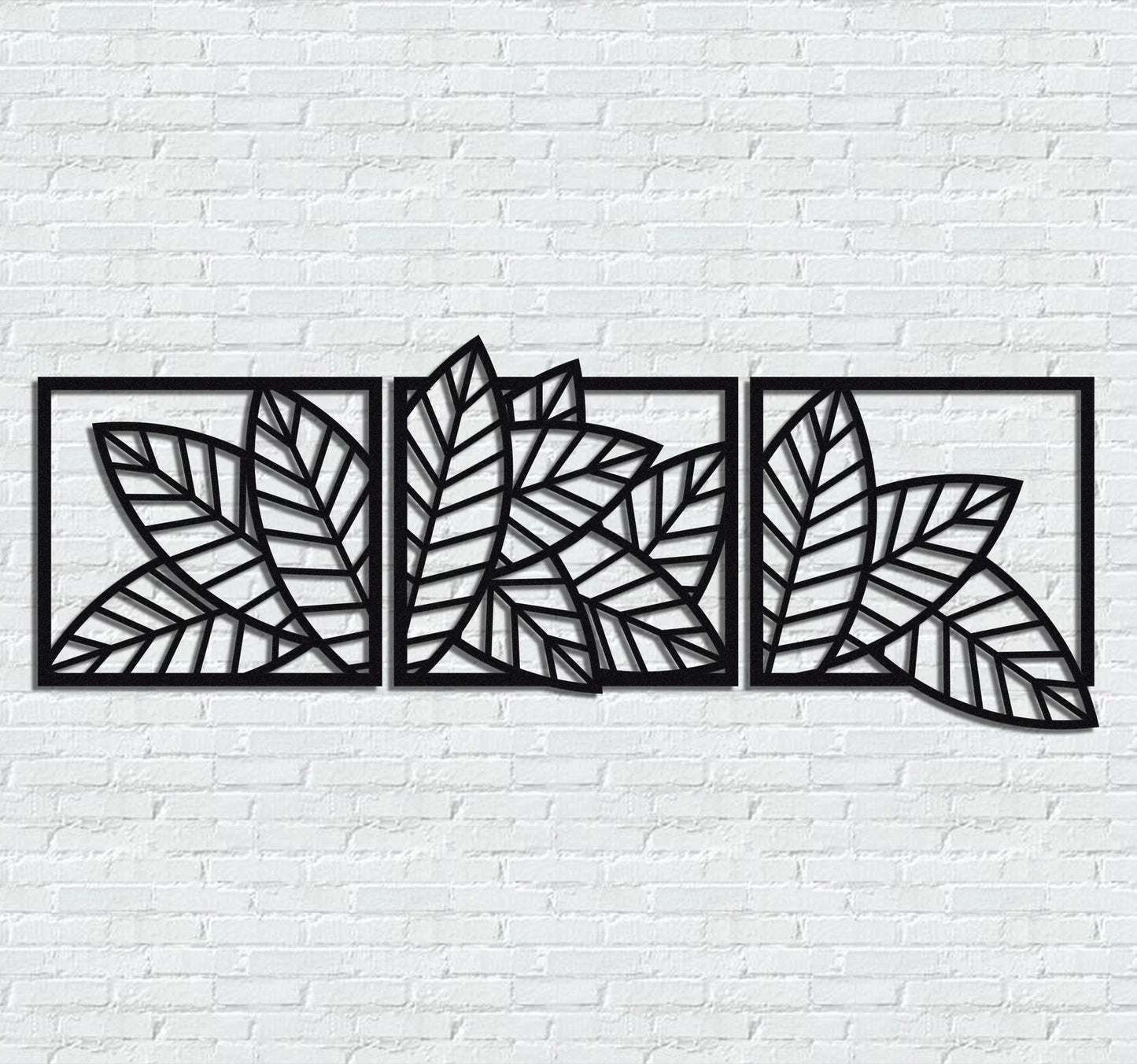 Wooden Set of 3 Palm & Banana Leaf Wall Decor for Home & Office