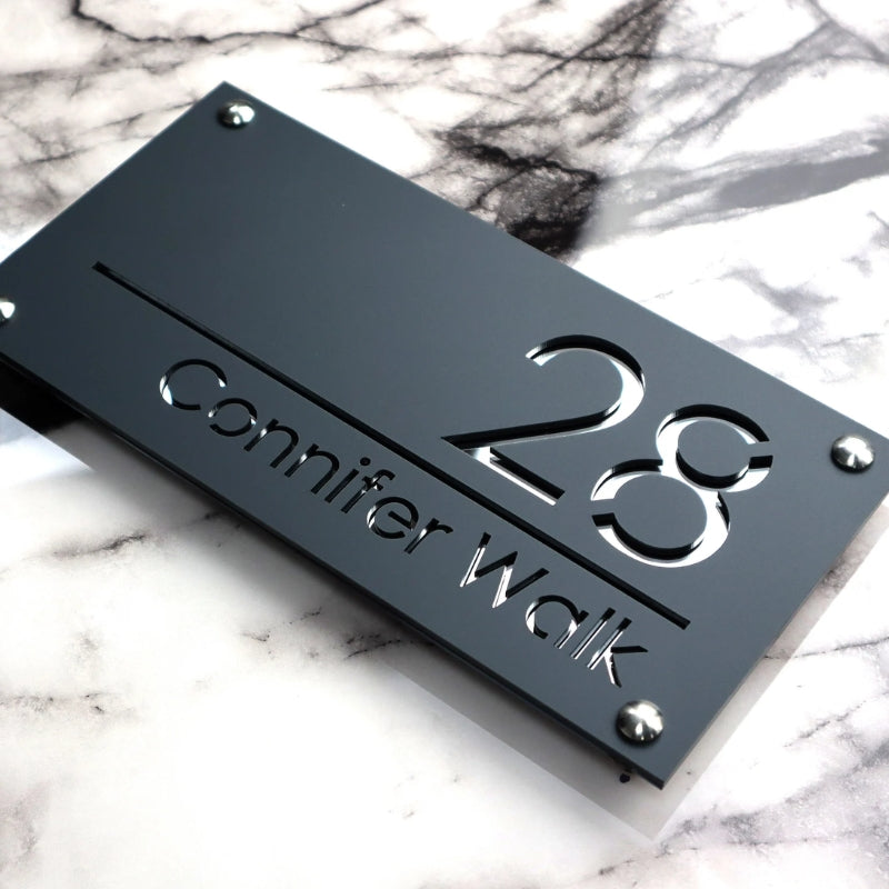 Custom Matte Black Acrylic House Name Plate – Premium Modern Door Sign for Home & Office