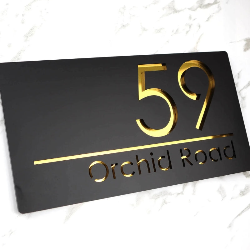 Custom Matte Black Acrylic House Name Plate – Premium Modern Door Sign for Home & Office