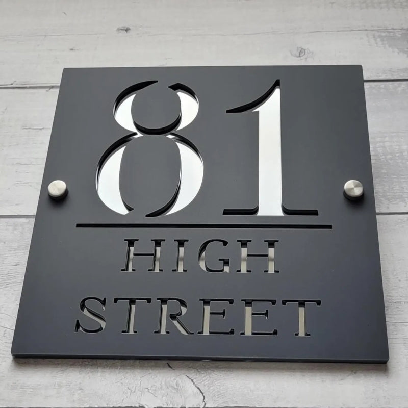 Custom Matte Black Acrylic House Name Plate