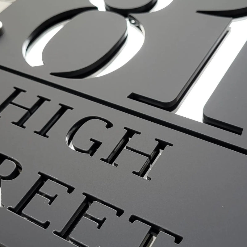 Custom Matte Black Acrylic House Name Plate