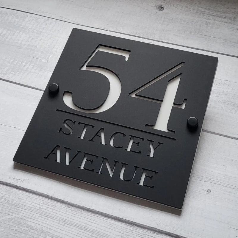 Custom Matte Black Acrylic House Name Plate
