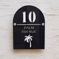 Modern Arched Acrylic House Number Sign – Premium Custom Home Plat