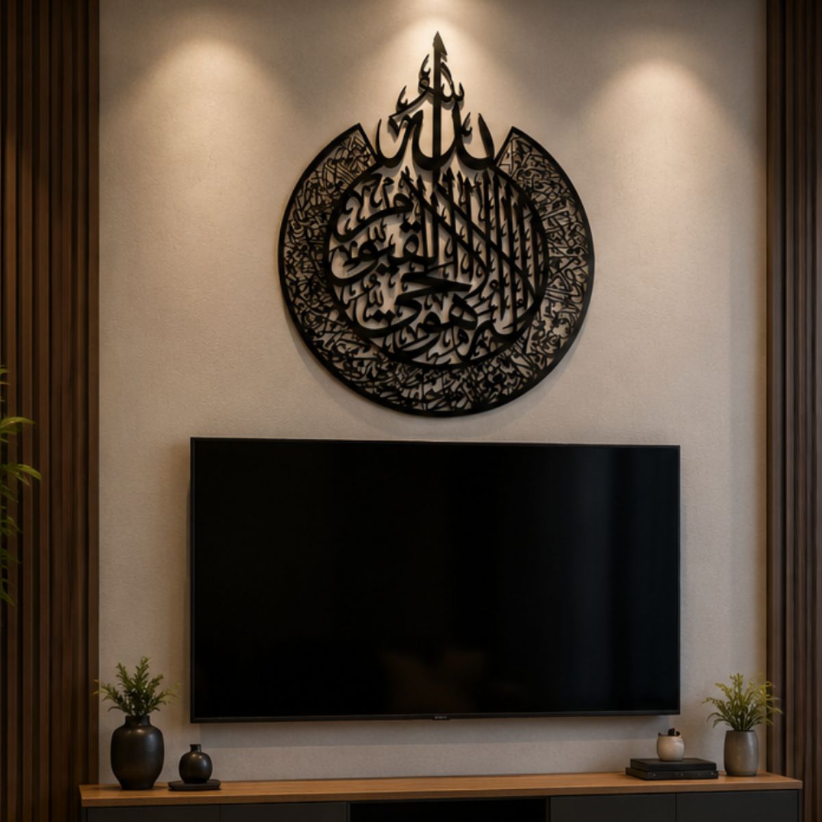 Premium Acrylic Ayat-ul-Kursi Islamic Wall Art – Luxury Black Wall Decor
