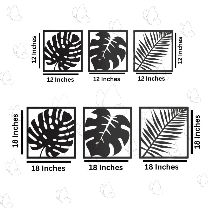 Set of 3 Minimalist Black Leaf Wall Art – Modern Wooden Wall Decor for Living Room