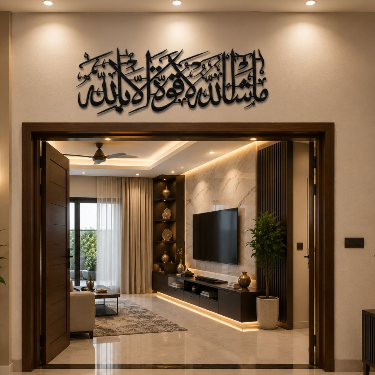 Mashallah La Quwwata Illa Billah – Premium Black Acrylic Islamic Wall Decor