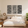 Wooden Leaf Wall Art – Set of 3 Geometric Panels for Modern Decor