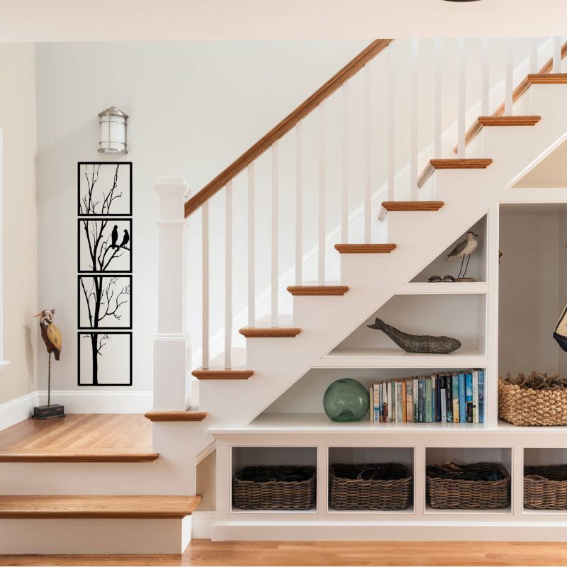 Wooden Birds on Tree Branch Wall Art – Nature-Inspired Rustic Decor for Home and Living Spaces