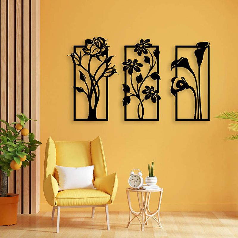 Set of 3 Floral Wall Art Frames – Elegant Home Decor for Living Room or Bedroom