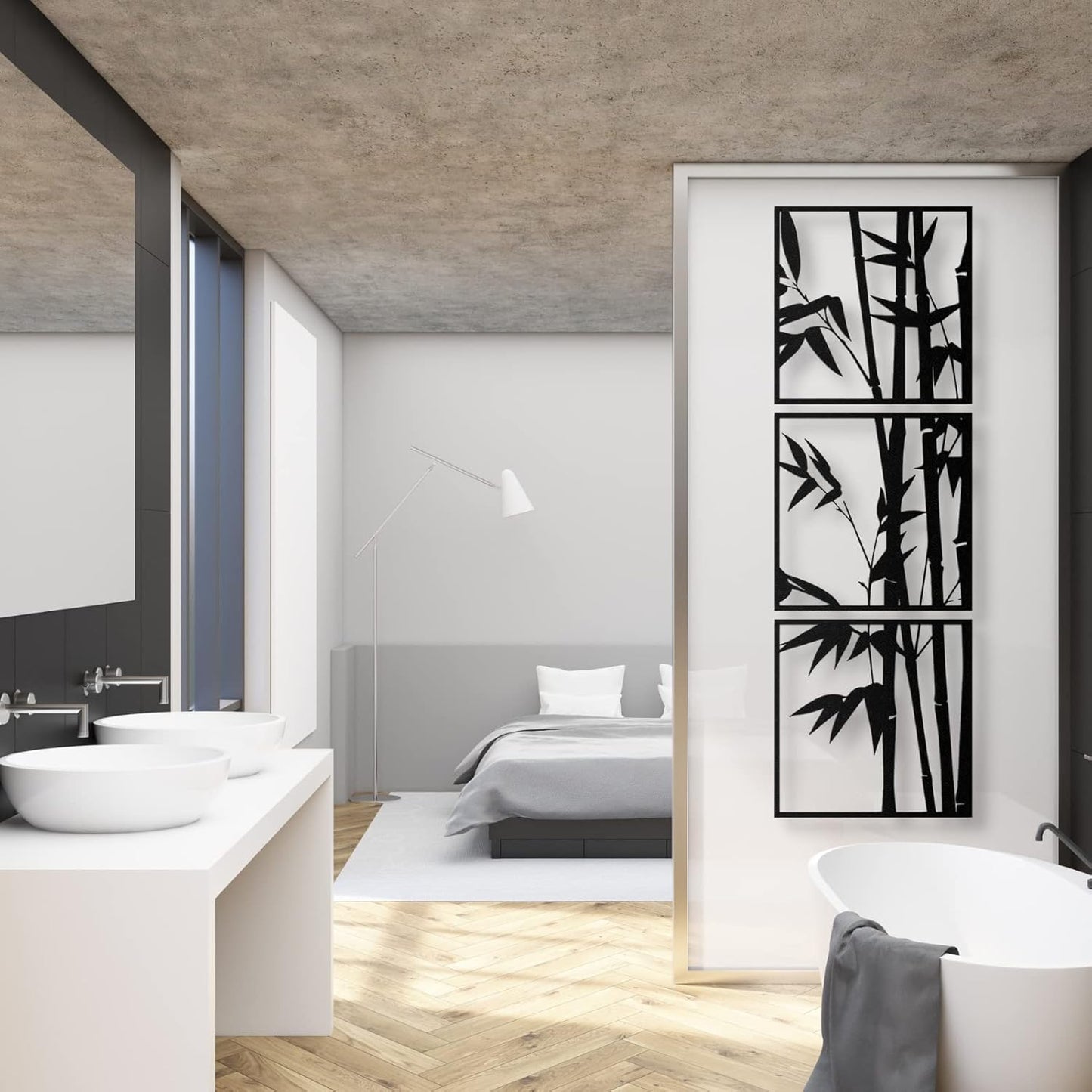 Set of 3 Bamboo Wooden Wall Art Panels – Natural Home Decor