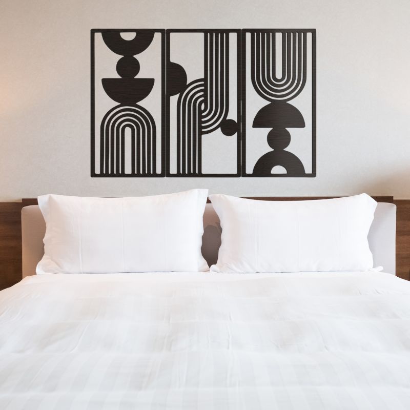 Bohemian Style Wooden Wall Art - 3-Piece Set for Living Room