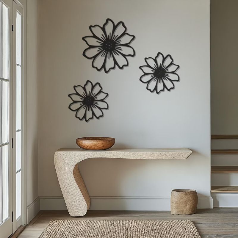 Premium Acrylic Daisy Floral Wall Art – Modern Minimal Home Decor-3pcs