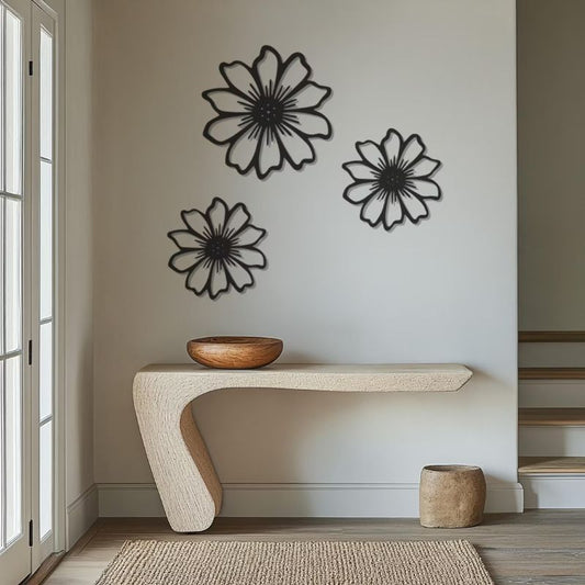 Premium Acrylic Daisy Floral Wall Art – Modern Minimal Home Decor-3pcs