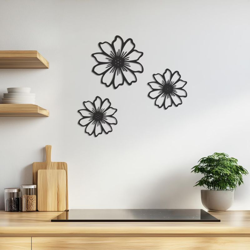 Premium Acrylic Daisy Floral Wall Art – Modern Minimal Home Decor-3pcs