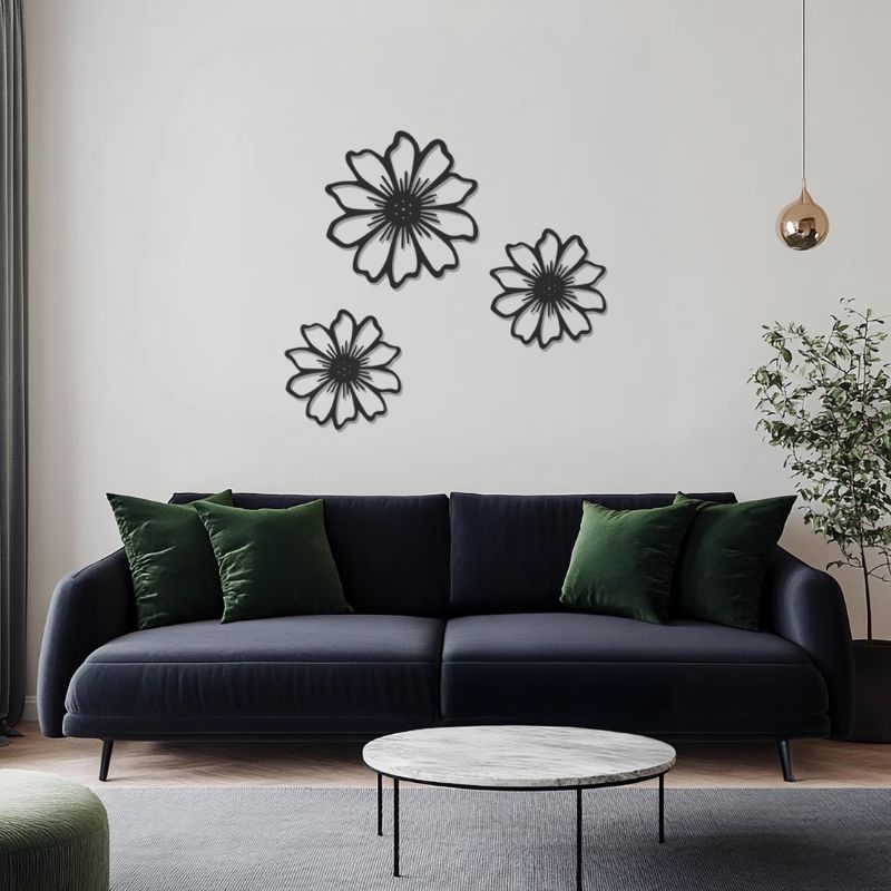 Premium Acrylic Daisy Floral Wall Art – Modern Minimal Home Decor-3pcs