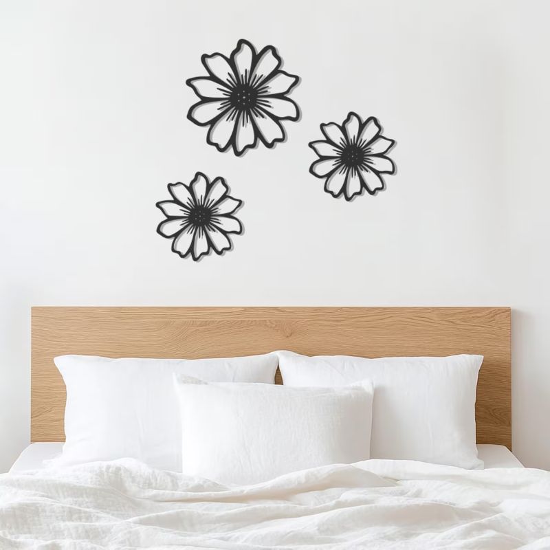 Premium Acrylic Daisy Floral Wall Art – Modern Minimal Home Decor-3pcs