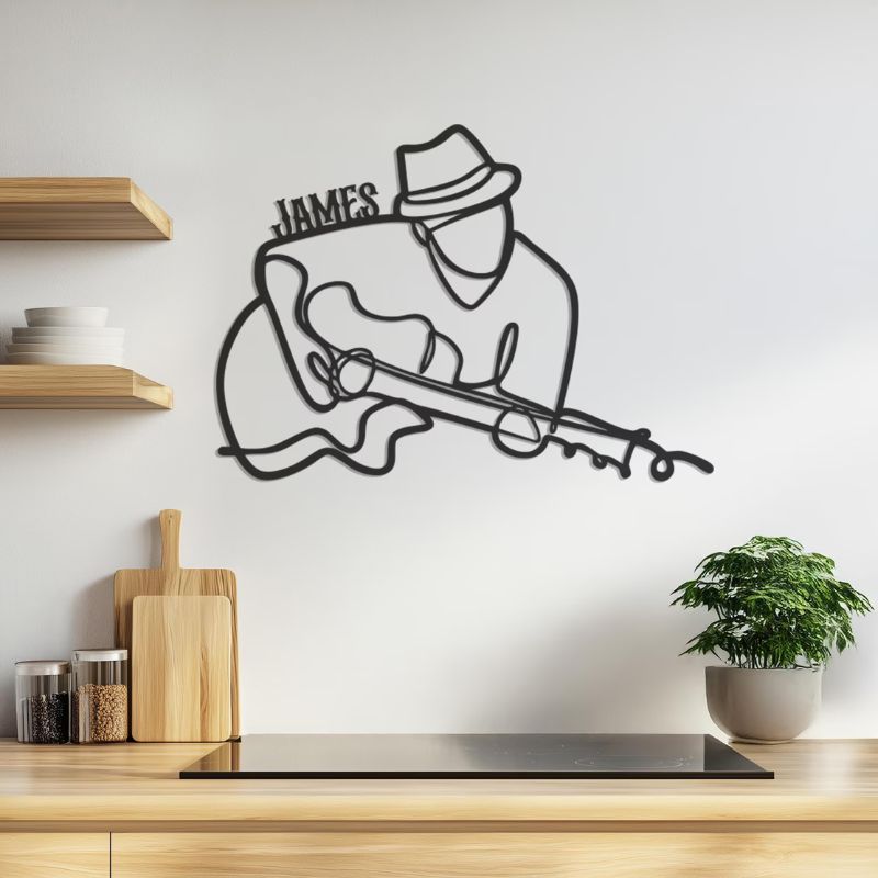 Premium Acrylic Music Guitarist Wall Art – Modern Line Art Decor