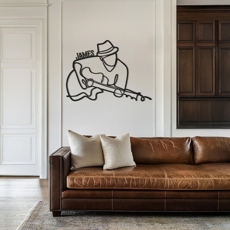 Premium Acrylic Music Guitarist Wall Art – Modern Line Art Decor