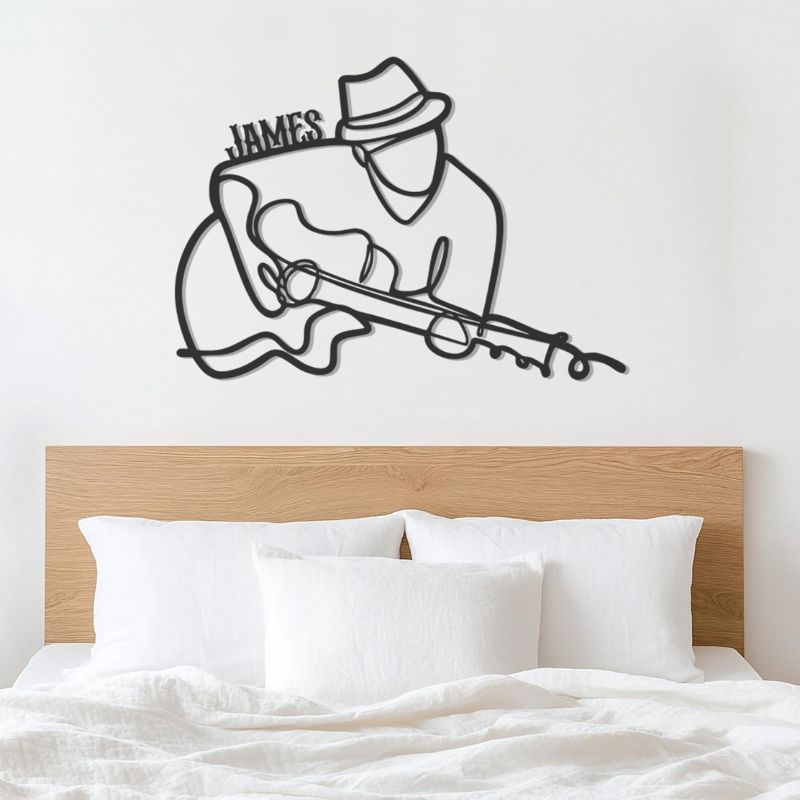 Premium Acrylic Music Guitarist Wall Art – Modern Line Art Decor