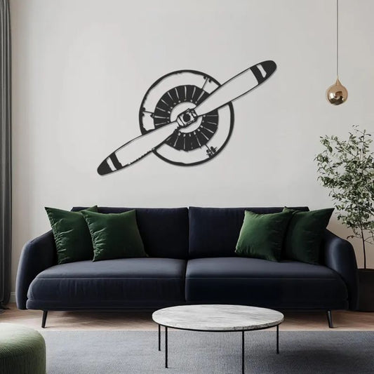 Vintage Airplane Propeller Wall Art – Premium Black Acrylic Décor for Aviation Lovers