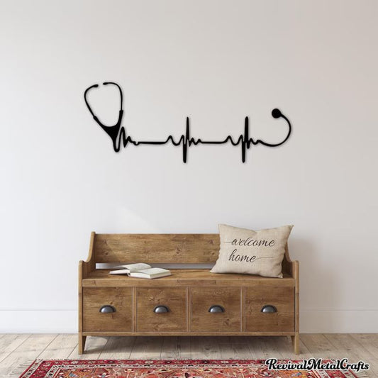 Stethoscope Heartbeat Wall Art – Premium Black Acrylic Décor for Clinics & Homes