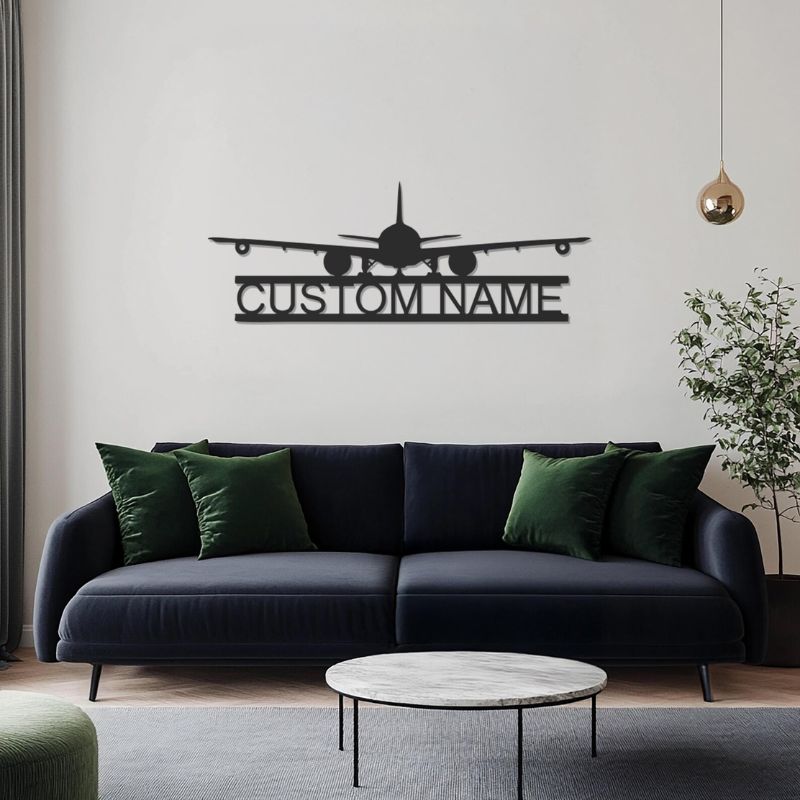 Custom Name Airplane Wall Decor – Premium Black Acrylic Aviation Sign
