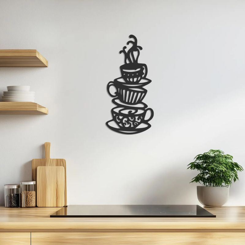 Premium Acrylic Coffee Cups Wall Art – Modern Kitchen & Café Decor
