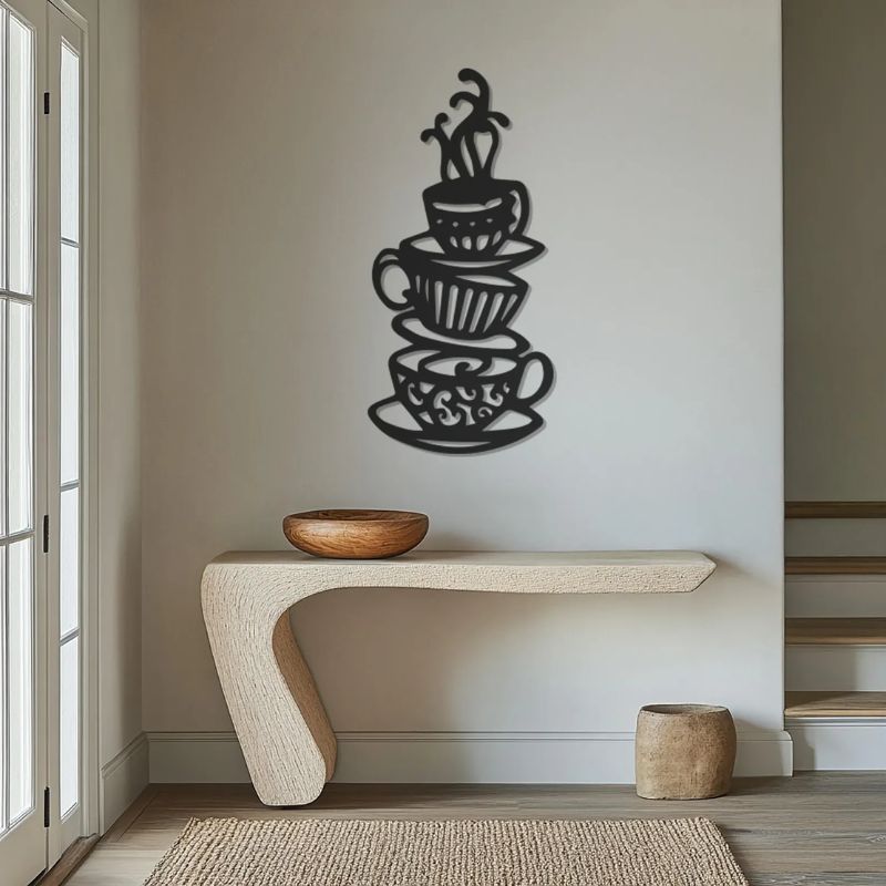 Premium Acrylic Coffee Cups Wall Art – Modern Kitchen & Café Decor