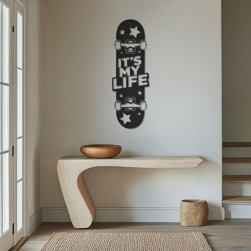 Premium Acrylic “It’s My Life” Skateboard Wall Art – Modern Room & Gaming Decor