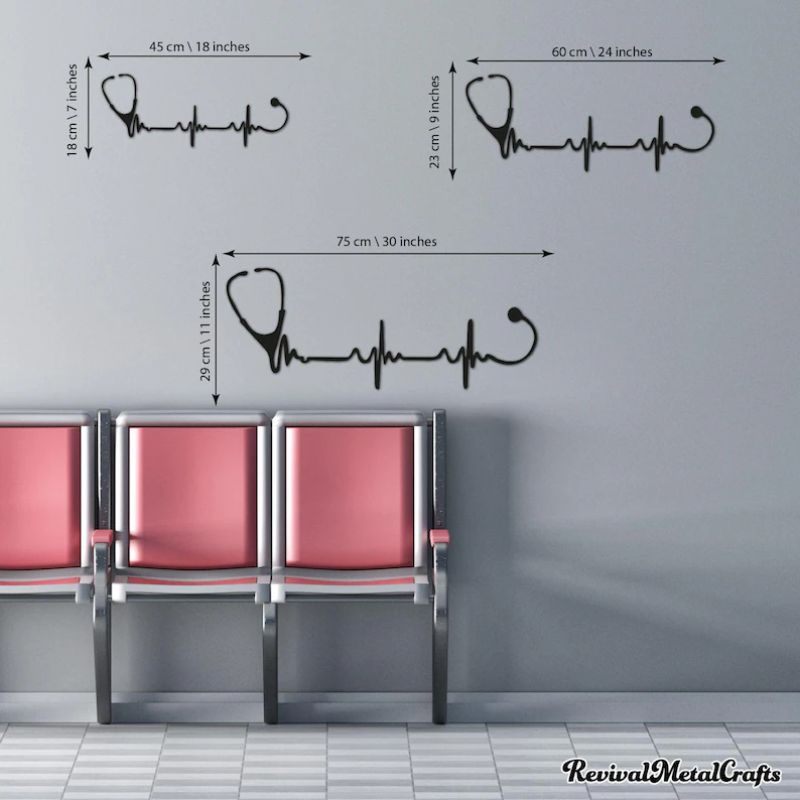 Stethoscope Heartbeat Wall Art – Premium Black Acrylic Décor for Clinics & Homes