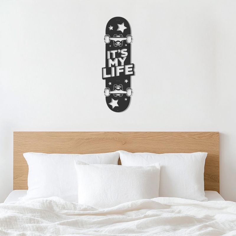 Premium Acrylic “It’s My Life” Skateboard Wall Art – Modern Room & Gaming Decor