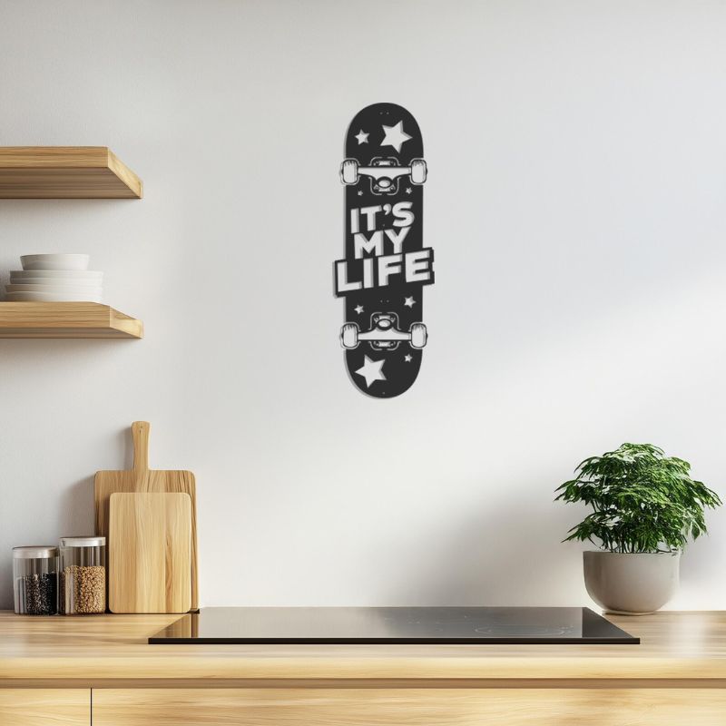 Premium Acrylic “It’s My Life” Skateboard Wall Art – Modern Room & Gaming Decor