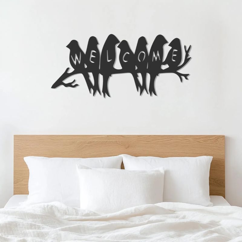 Birds Welcome Wall Art – Premium Black Acrylic Design