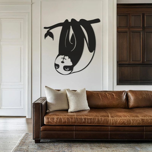 Hanging Sloth Wall Art – Premium Black Acrylic Design