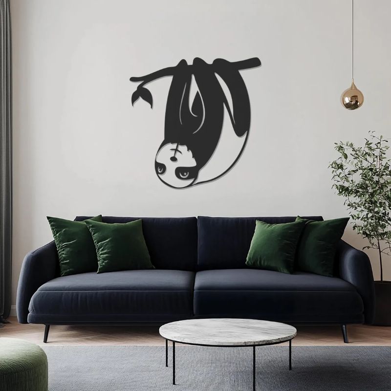Hanging Sloth Wall Art – Premium Black Acrylic Design