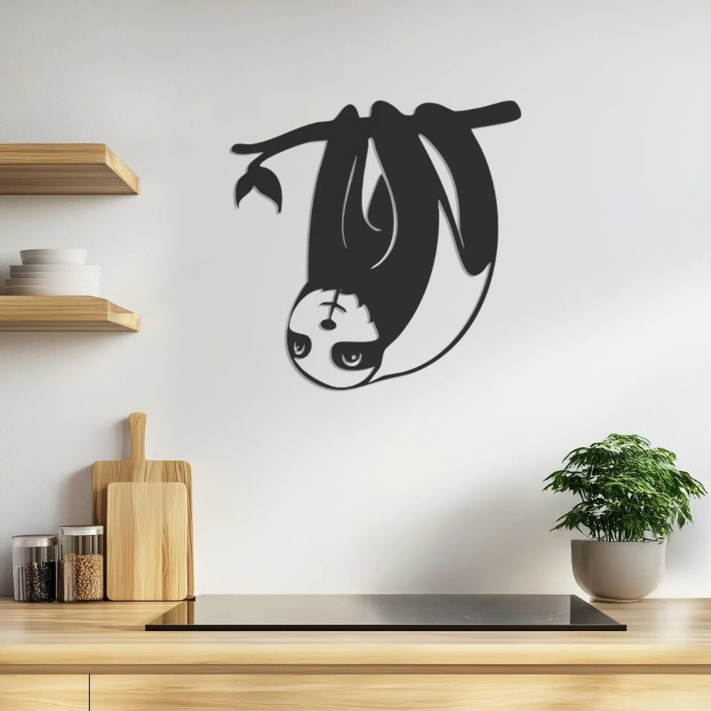 Hanging Sloth Wall Art – Premium Black Acrylic Design