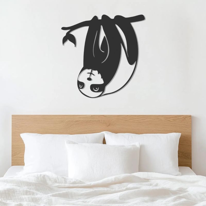 Hanging Sloth Wall Art – Premium Black Acrylic Design