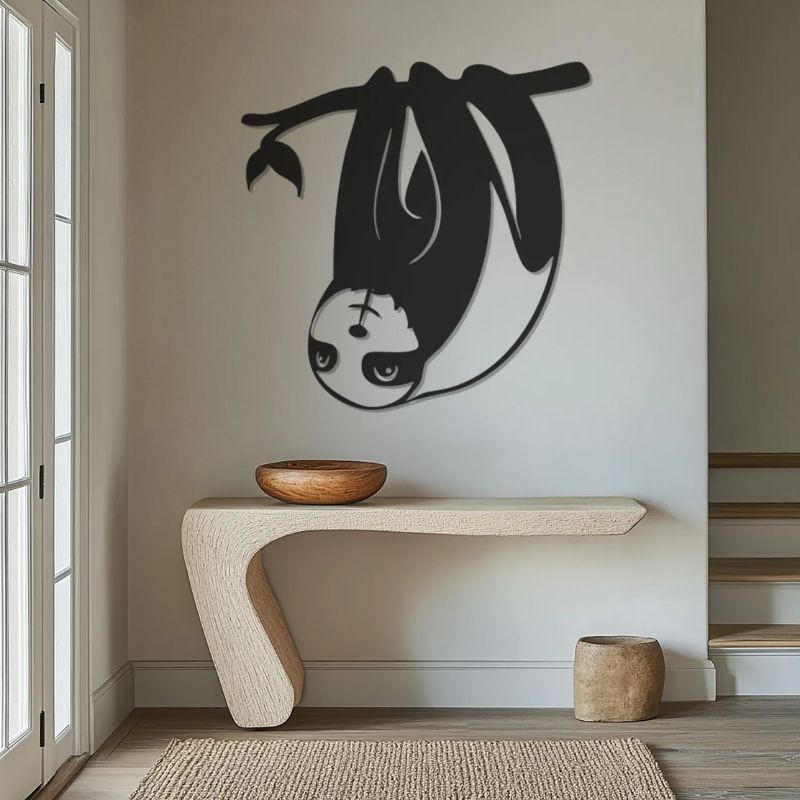 Hanging Sloth Wall Art – Premium Black Acrylic Design