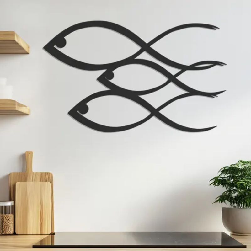 Modern Fish Silhouette Wall Art – Premium Black Acrylic Home Décor