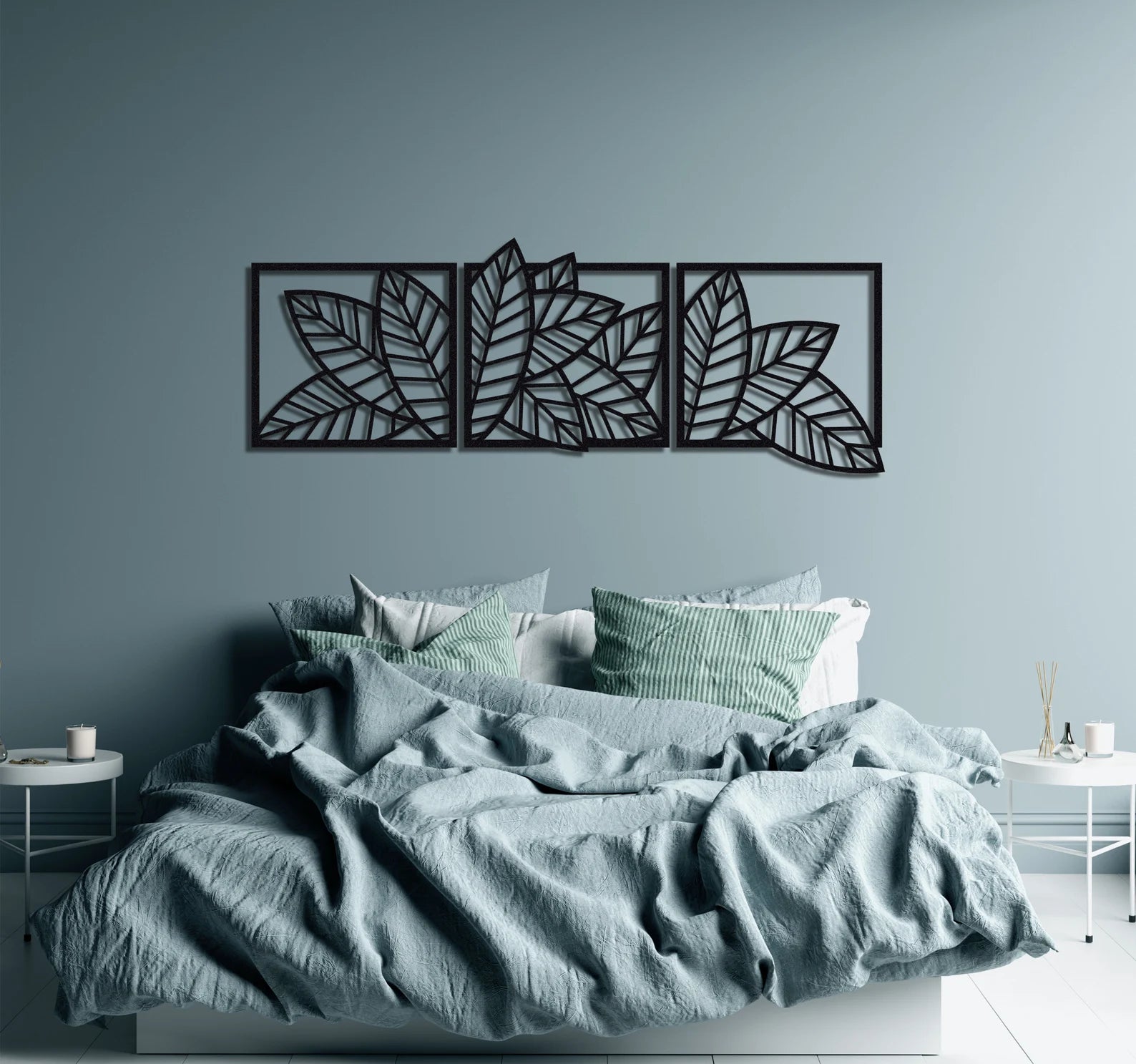 Wooden Set of 3 Palm & Banana Leaf Wall Decor for Home & Office