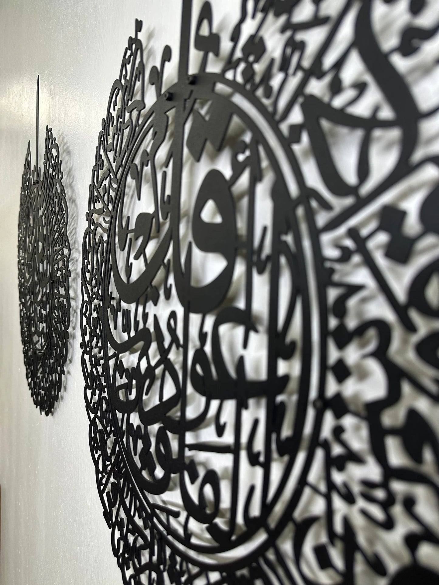 Wooden Islamic Wall Art Featuring Ayatul Kursi, Surah Al-Falaq & Surah An-Nas – Elegant Islamic Home Decor