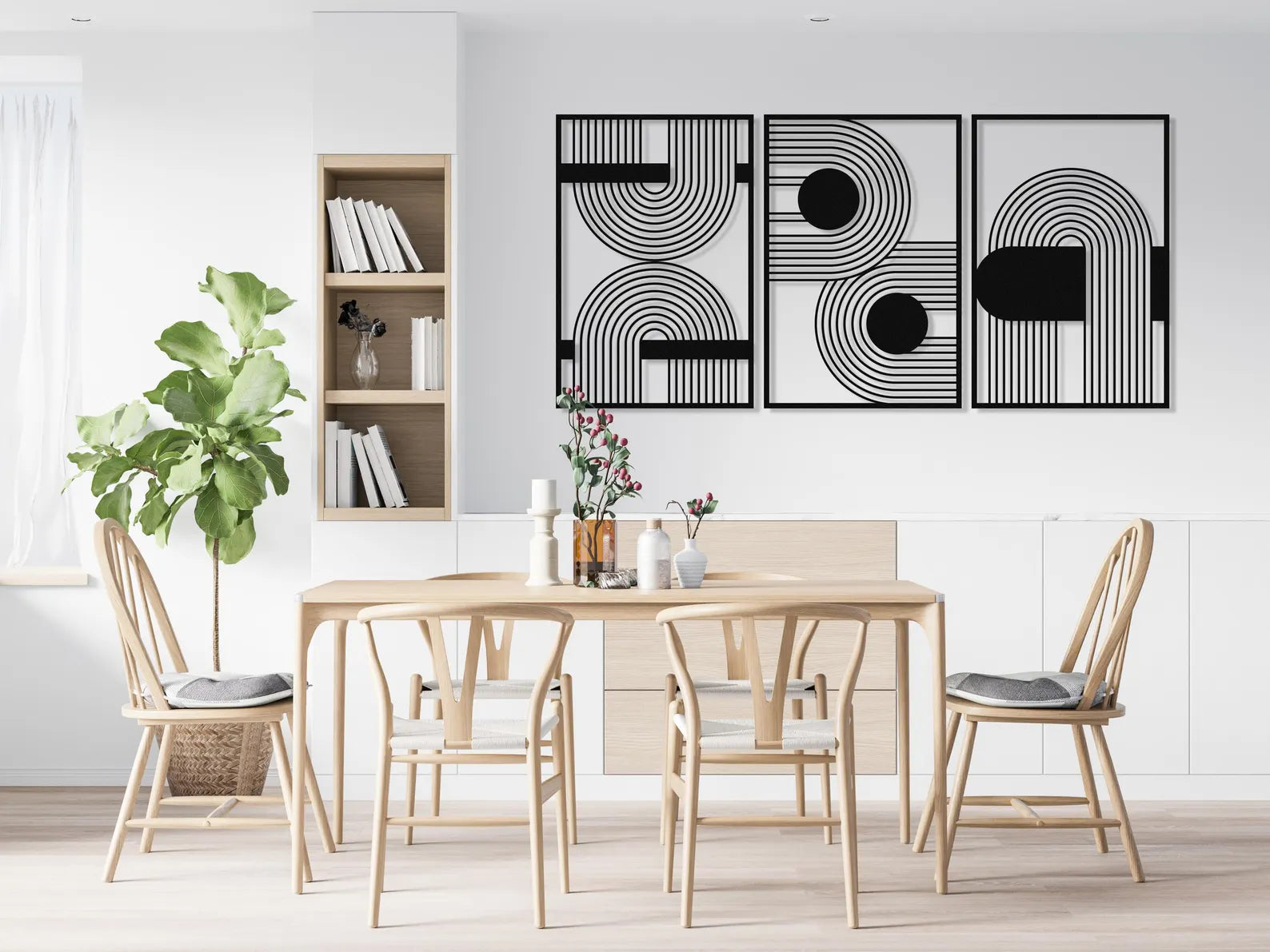 Modern Luxury Wooden Wall Art – Mid-Century Geometric Decor for Living Room, Bedroom or office